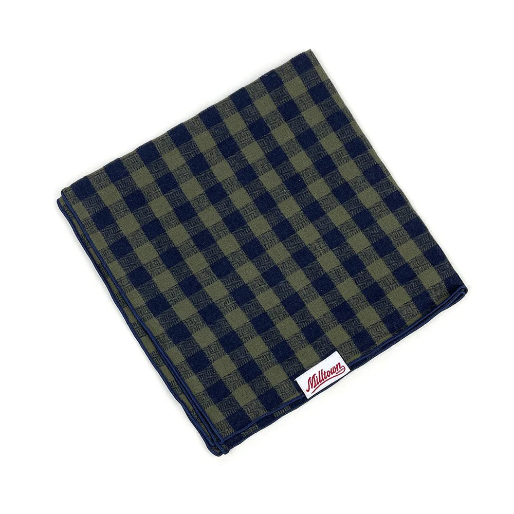 Bandana à carreaux kakis et bleus