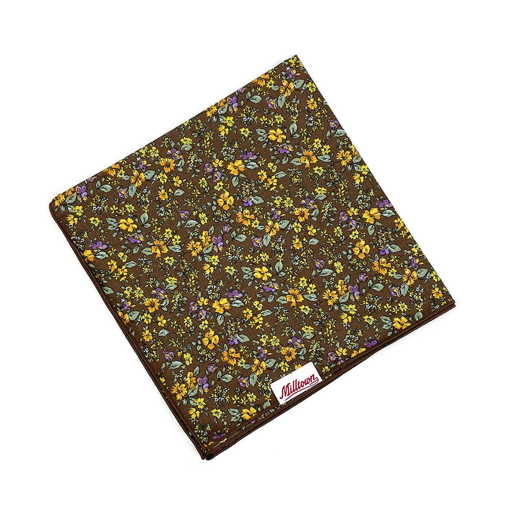 Bandana à fleurs kaki - Boutons d'or